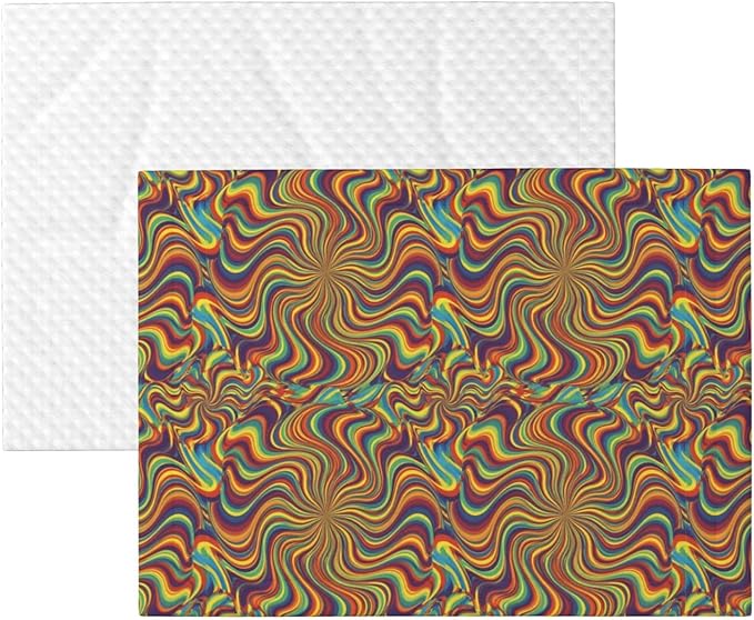 Double Sided Plush Pet Blanket for Small Large Animals, Psychedelic Infinity, Reversible Throw with Dimpled Dot Side and Flat Side for Kennels Living Rooms