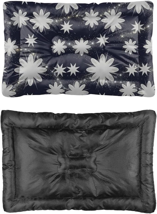 Night Sky Floral Star Burst Dog Bed Furniture Furniture Dog Crate Mat Puppy Pads Crate Beds for Medium Dogs Washable Non-Slip Pillow for Car Bed Mattress Doggy Beds Indoor Outdoor 24X18 Inch