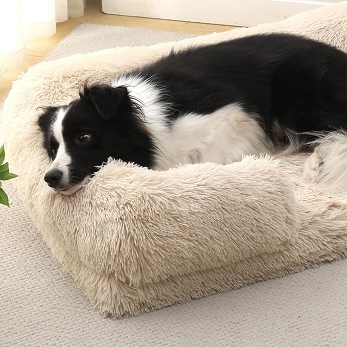 Dog Beds Medium Large Size Dog, Calming Dog Bed with Removable Washable Cover, Waterproof Lining and Nonskid Bottom(Dark Gray,XXL)