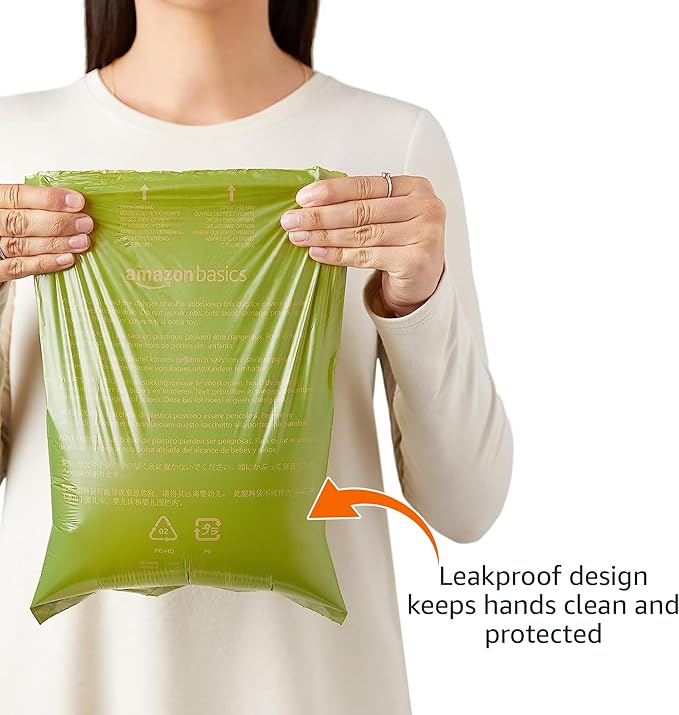 Amazon Basics Premium Leak Proof Dog Poop Bags with Dispenser and Leash Clip, Cucumber Scented, 13" x 9", 810 Count (54 Rolls of 15)