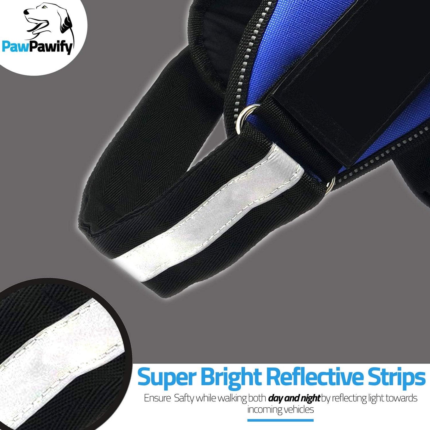 PawPawify Custom No Pull Dog Harness with Name and Phone Number, Heavy Duty Personalized Pet Vest to Prevent Tugging, Pulling, or Choking, Training and Walking (Black, XS (5-9LBS))