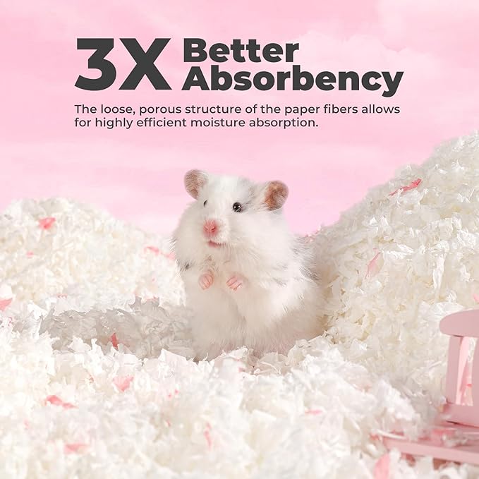 mini&moe Hamster Bedding 23 Liters:Hamster Bedding Dust-Free and Odor Control Moisture Absorbent Natural Paper Small Pet Bedding - for Guinea Pigs, Hamsters, Rabbits, and Small Animal