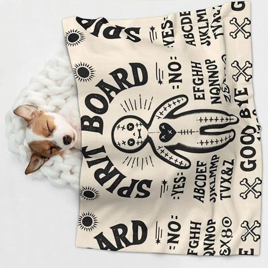 Pet Blanket for Travel and Home, Spirit Board with A Voodoo Doll Occultism Set, Reversible Plush Dot Design with Soft Grip Texture on One Side Perfect for Car Seats Moving Vehicles