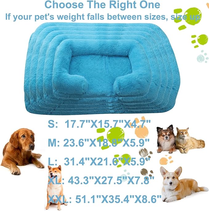 Dog Beds Large Sized dog Orthopedic, Sofa Dog Bed with Waterproof Lining and Nonskid Bottom, Rectangle Washable Dog Bed for Medium Small Dogs and Cats Comfortable ( Color : Blue , Size : 23 x 18" )