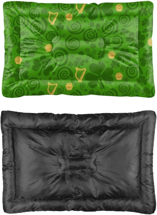 Comfortable Cat Beds with Anti-Slip Bottom, St Patricks Day Leaves Dog Crate Cushion Puppy Pads Dog Beds& Furniture Cozy Pet Mat for Indoor& Outdoor Sofa Cars, Machine Washable 24 X 18 Inch