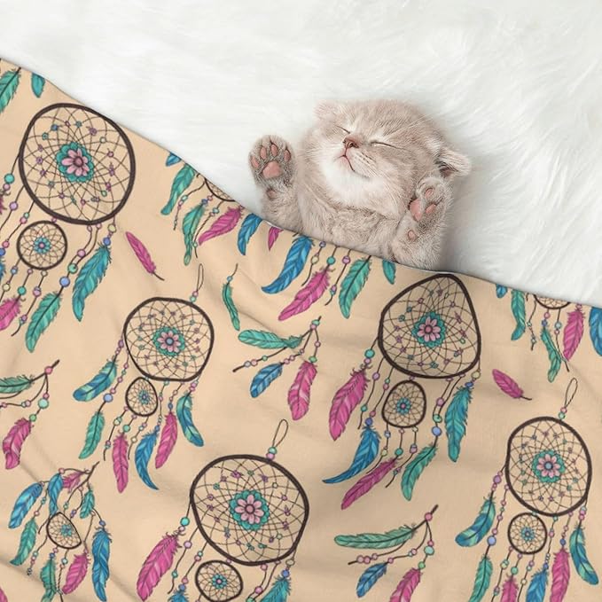 Reversible Dog Blanket for Beds Couches, Dream Catcher, Double Sided Cat Blanket with Textured Dot Feel and Smooth Feel for Seasonal Comfort All Year