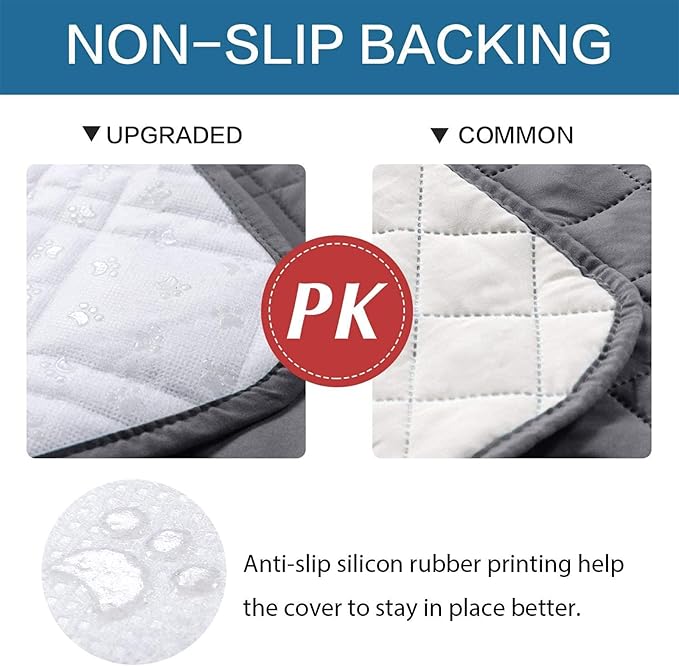 Waterproof Dog Bed Covers for Couch Protection, Water-Resistant Soft Dog Pet Blanket Anti-Slip Dog Blanket for Bed, for Furniture Bed Couch Sofa (Grey,52x82inch)