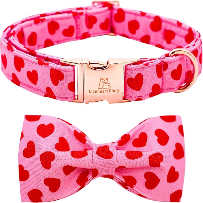Lionheart Glory Valentine's Day Dog Collar with Bowtie for X-Large Dogs