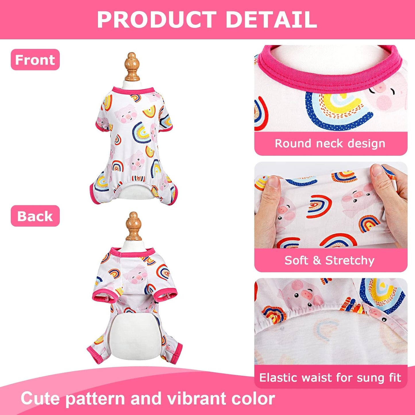 Dog Pajamas Pjs Summer Fall Dog Clothes for Small Dogs Girl - Boy - Medium Size Dogs, Soft Stretchy Puppy Clothes Doggie Onesies Cat Pet Jammies Outfit, Pink