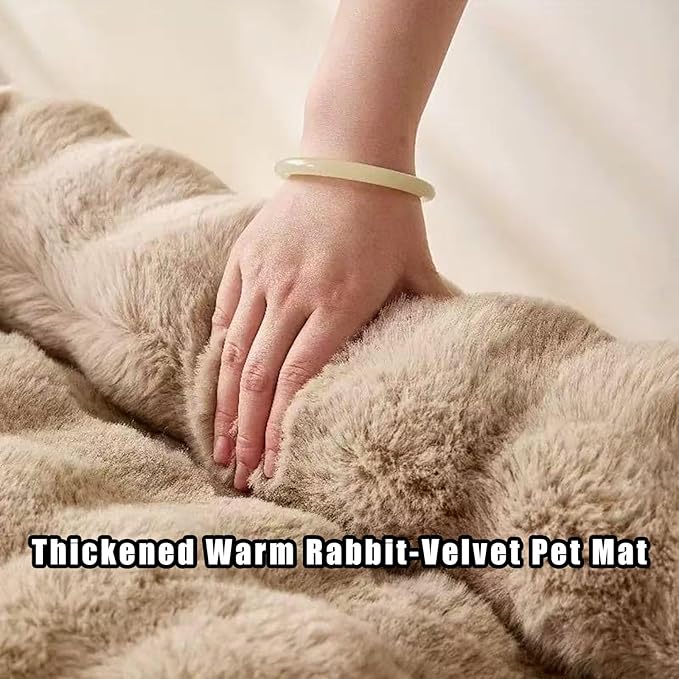 Dream Cloud Pet Sofa Bed, Dream Cloud Pet Sofa Bed Cover, Cozy Rabbit-Velvet Non-Slip Washable Fluffy Plush Pet Mat for Furniture Protection, Soft Couch Bed for Dogs & Cats (Brown, 80X80 CM)