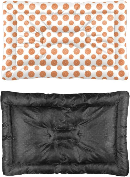 Orange Polka Dot Cute Big Dog Bed Furniture Dog Crate Mat Washable Crate Pad Washable Puppy Bed for Non-Slip Small Chew Resistant for Mat Needs Home Indoor Outdoor 24X18 Inch