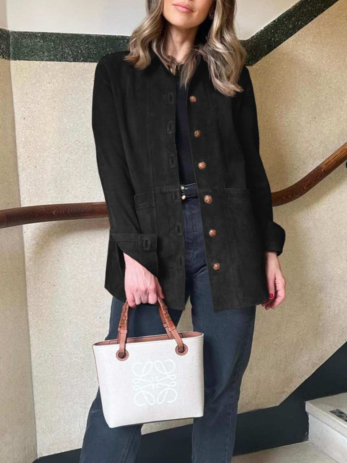 Tankaneo Womens Faux Suede Jackets