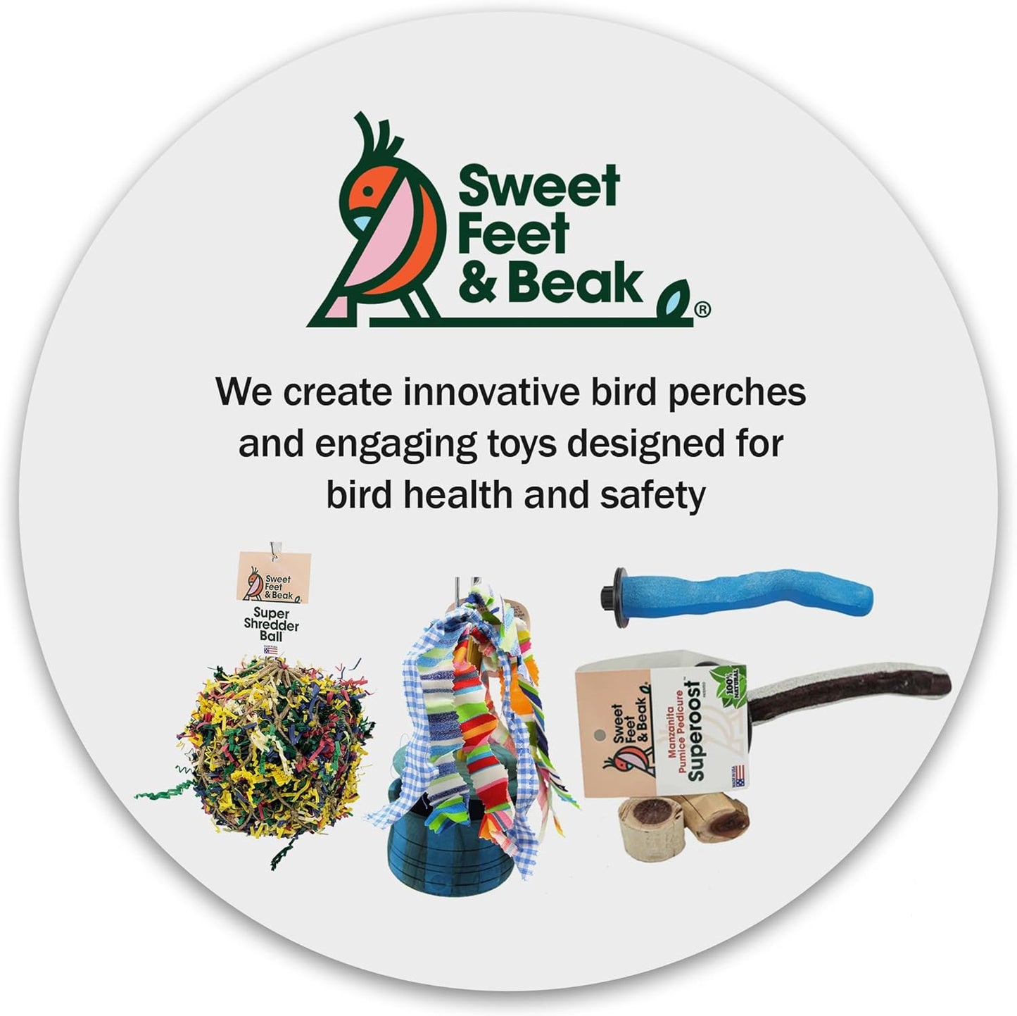 Superoost Manzanita Pumice Pedicure Perch- Easy to Install Bird Cage Accessories for Healthy Feet, Nails and Beak - Natural Bird Perches Imitates Birds' Life in The Wild - XS 8"