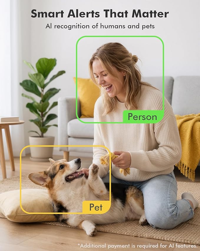 Dzees 5G/2.4G WiFi Indoor Security Camera Pet Camera No Subscription, 2K 360° WiFi Cameras, Wired Dog Pet Camera with Phone App, MagicPix Night Vision, Calls, 2-Way Audio, 24/7, Motion Tracking
