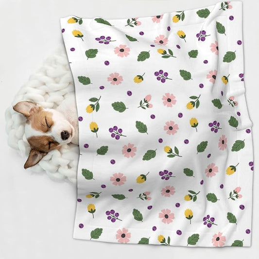 Two Sided Plush Pet Blanket for Warmth Comfort, Leaf Autumn Pattern, Reversible Throw with Cozy Nubby Side for Chilly Nights Napping Spots Around House