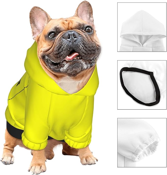 Personalized Chihuahua Dog Hoodie, Custom Pet Warm Sweatshirt Costume with Name Number Photo, Customize ID Clothes for Pupppy Kitten Dogs Cats, Yellow, S