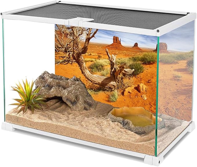 AWERT 36x18 inches Reptile Habitat Background Orange Desert Terrarium Background Durable Polyester Background