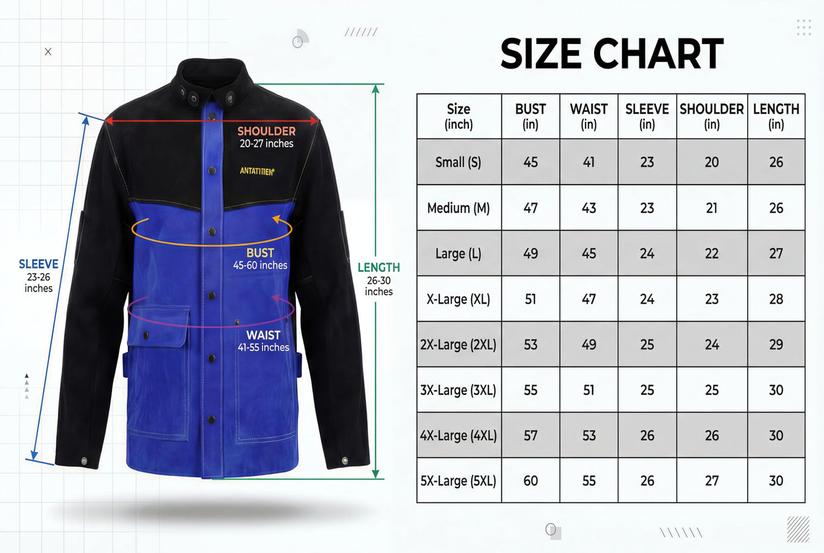 ANTAITHER Leather Welding Jacket Heat Flame Resistant Coat, M