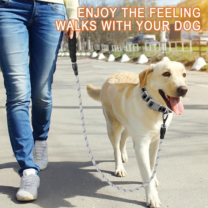 BARKBAY Dog Leashes for Large Dogs Heavy Duty Dog Leash 2 Pack 5 FT with Comfortable Padded Handle Highly Reflective Threads for Medium Large Dogs Walking Training Running (5FT-1/2,Gray+Black)