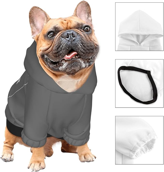 Personalized Dog Hoodie, Custom Dog Costumes for Small Dogs, Holiday Happy Dog Clothes Football Pet Shirt Sweater with Name Number for Girl/Boy Cats/Kitten, Darkgrey, XXS