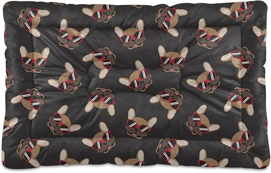 Funny French Bulldog Pet Bed Cute Dog Bed Mat Absorbing Non Slip Pad Pet Sleeping Mat for Small, Medium, and Large Dogs Puppy Cat 24 in x 18 in