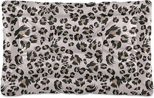 Leopard Print Pet Bed Cute Dog Bed Mat Absorbing Non Slip Pad Pet Sleeping Mat for Small, Medium, and Large Dogs Puppy Cat 24 in x 18 in
