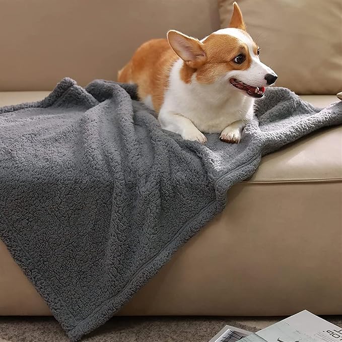 Pet Blankets for Couch Sofa Bed Dog Blankets Reversible Cat Blanket Soft Furniture Protector Cover for Small Medium Large Dogs Cats, Grey, 41 x 65 inches