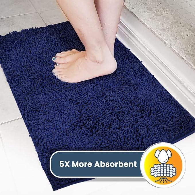 Muddy Mat® | Super Absorbent Door Mat Indoor, Microfiber Quick Dry Chenille Entryway Rug, Non-Slip Front Door Mat, Indoor Mats for Entryway, Machine Washable Pet Rug, Navy Blue 24"x36"