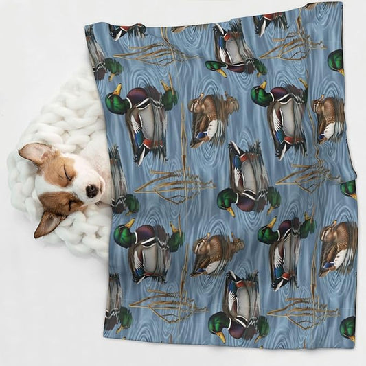 Reversible Dog Blanket for Beds Couches, Beauty Mallard Ducks Hunting, Double Sided Cat Blanket with Textured Dot Feel and Smooth Feel for Seasonal Comfort All Year