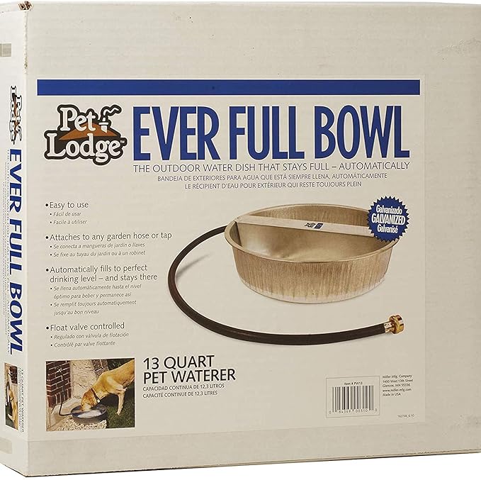 Little Giant 13-Quart Galvanized Steel Ever Full Pet Water Bowl Dish (2 Pack)
