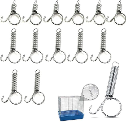 20Pcs Spring Door Latch for Cages Metal Finger Spring Hooks 2 Sizes Multi-Functional Wire Cage Spring Latch Security for Fixing Pet Cage Door Dog Cat Hamsters Bunny Bird Parrot Cages Hook