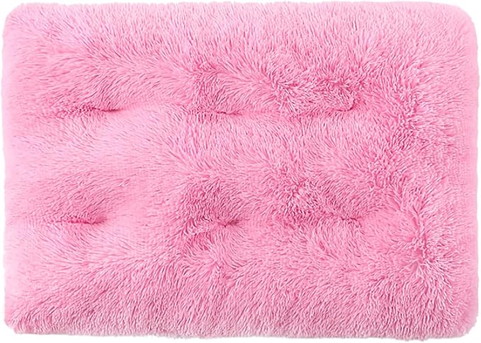 Dog Crate Mat, Dog Bed for Large Dogs, Comfy Fluffy Kennel Pad Anti-Slip for Dog beds & Furniture, Quilted Dog Bed for Pets for Medium/Small Dogs Cats (Color : Pink 3, Size : 16.9x11)