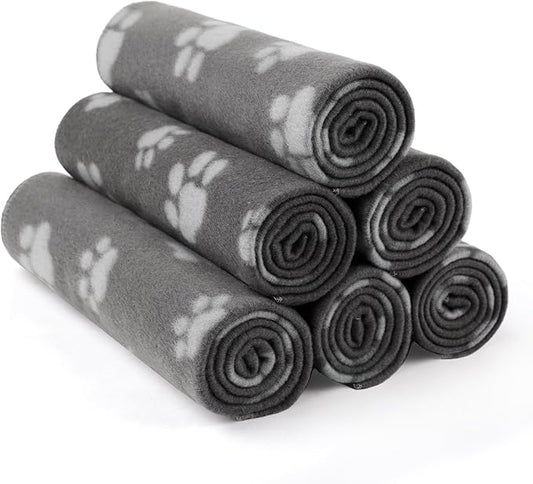 LINENLUX Cute Dog Blanket for Small Medium Dogs 6-Pack Soft Stretchy Fleece Blankets for Pet Cat Puppy Warm Wrinkle-Resistant Throw for Couch Bed Outdoor Grey 45x31 inch (Pack of 6)
