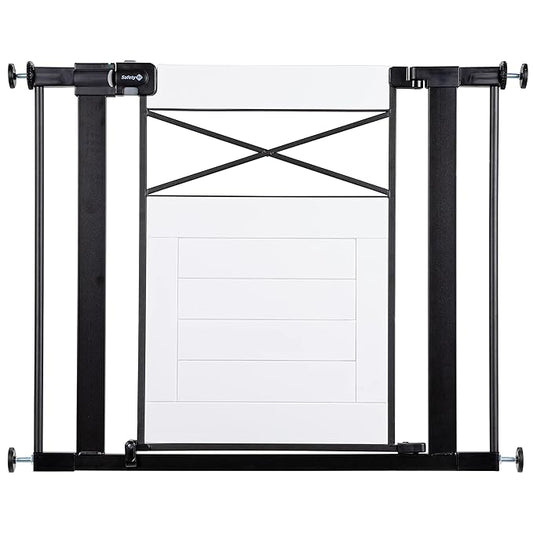 Safety 1st Adjustable Baby Gate for Doorways, Modern Farmhouse Style Gates for Pets, Toddlers, Babies, Children, White and Black