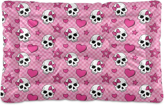 Pet Bed Pink Skull Dog Bed Mat Absorbing Non Slip Pad Pet Sleeping Mat for Small, Medium, and Large Dogs Puppy Cat 36 in x 24 in