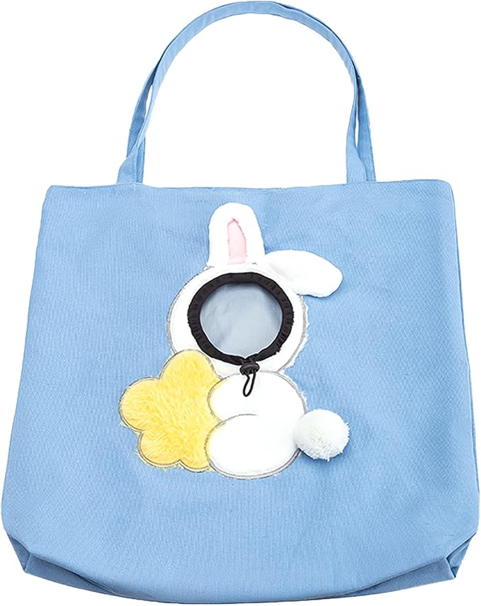 Pet Canvas Shoulder Carrying Bag, Cute Rabbit Shaped Cat Carrier, S Size Portable Kitten & Puppy Tote, Cozy Carriers for Small Dogs, Cats, and Pets, Handbag for Outdoor, Shopping, and Camping