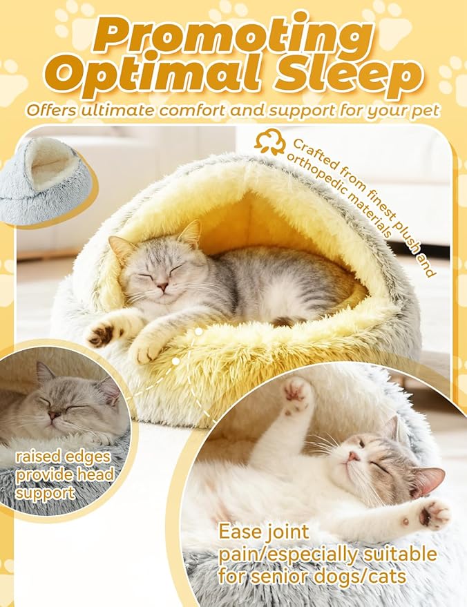 Dog Bed, Dog Bed with Cover Cave, Dual Comfort Design, Pet Bed for Small/Medium/Large Cats and Dogs, Anxiety Relief, Durable & Chew-Proof, Improves Sleep & Behaviour (Coffee, 28in)