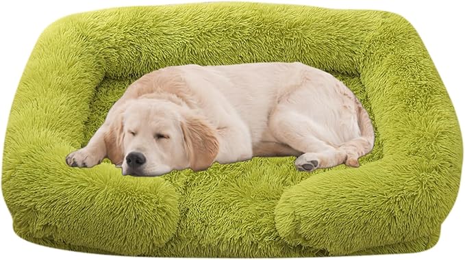 Dog Beds Large Sized dog Orthopedic, Sofa Dog Bed with Waterproof Lining and Nonskid Bottom, Rectangle Washable Dog Bed for Medium Small Dogs and Cats Comfortable ( Color : Green , Size : 51 x 35" )