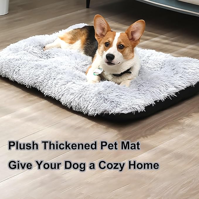 Dog Crate Mat, Dog Bed for Large Dogs, Comfy Fluffy Kennel Pad Anti-Slip for Dog beds & Furniture, Quilted Dog Bed for Pets for Medium/Small Dogs Cats (Color : Blue, Size : 16.9x11)