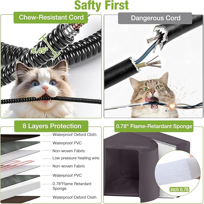 GUTINNEEN Heated Cat House for Outside Outdoor Cat House Insulated Weatherproof Feral Cat Shelter with Heater and Insulated Liner
