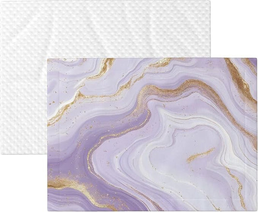 Waterproof Dog Blanket Soft Pet Blanket for Puppy Cat, Fleece Cat Throw Blankets for Furniture Bed Couch Sofa Reversible - Lavender Glitter Foil Stripes