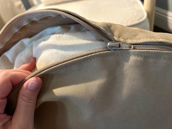 Organic Cotton Canvas Dog Bed: Removable Cover, Natural Fill - Made in USA (Tan, Medium 28" x 8" inches)