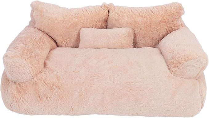 Pet Sofa Bed, Cat and Dog Couch Bed with Removable Washable Cover, Soft Plush Warm Pet Furniture with Anti Skid Bottom for Indoor Cats and Small Dogs (L)