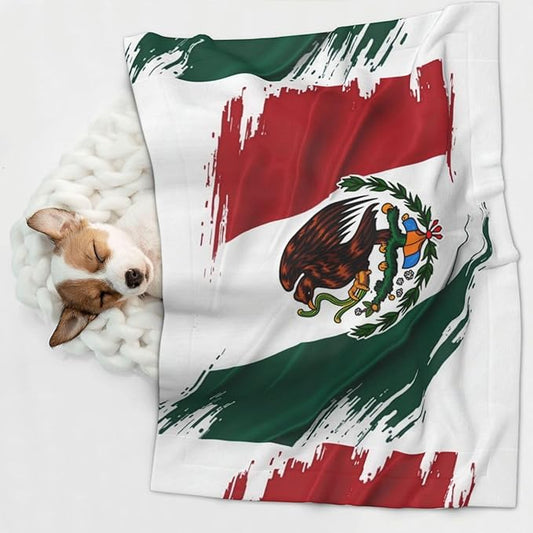 Pet Blanket for Travel and Home, Mexico Flag Cool Eagle, Reversible Plush Dot Design with Soft Grip Texture on One Side Perfect for Car Seats Moving Vehicles