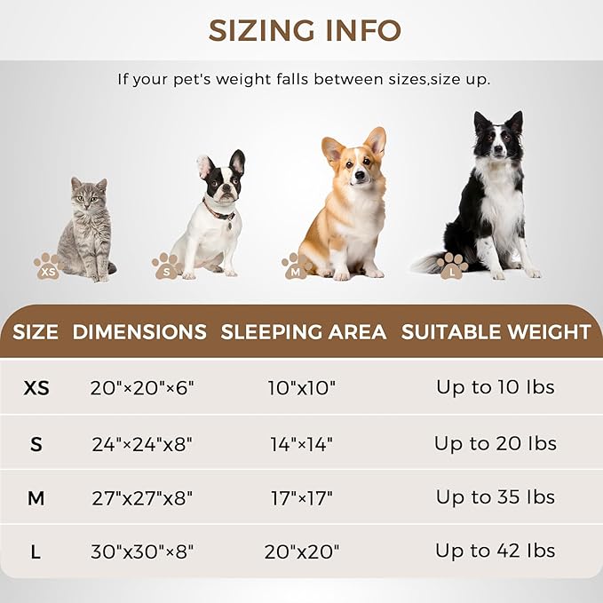 Calming Dog Bed & Cat Bed with Anti-Slip Bottom, Medium Size Washable Anti-Anxiety Donut Dog Beds for Small Dogs & Cats, Fluffy Plush Cozy Round Dogs Bed(24 Inch, Light Brown)