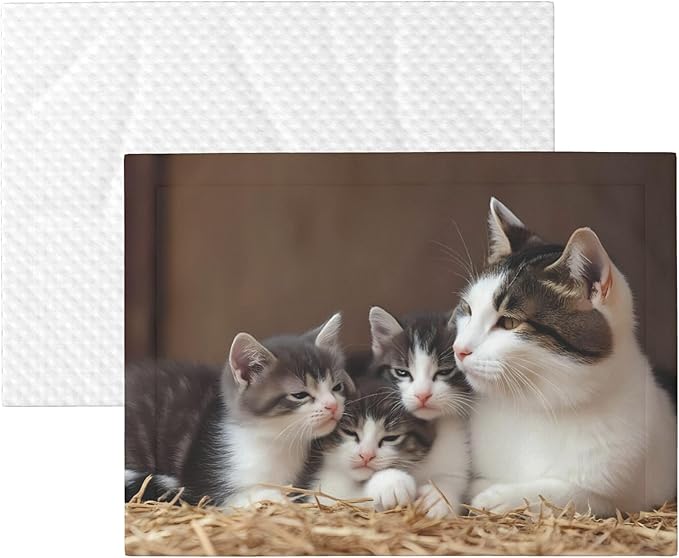 Waterproof Dog Blanket Soft Pet Blanket for Puppy, Fleece Cat Throw Blankets for Furniture Bed Couch Sofa Reversible - Cat Family