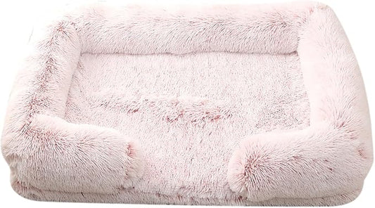 Dog Beds Large Sized dog Orthopedic, Sofa Dog Bed with Waterproof Lining and Nonskid Bottom, Rectangle Washable Dog Bed for Medium Small Dogs and Cats Comfortable ( Color : Pink , Size : 23 x 18" )