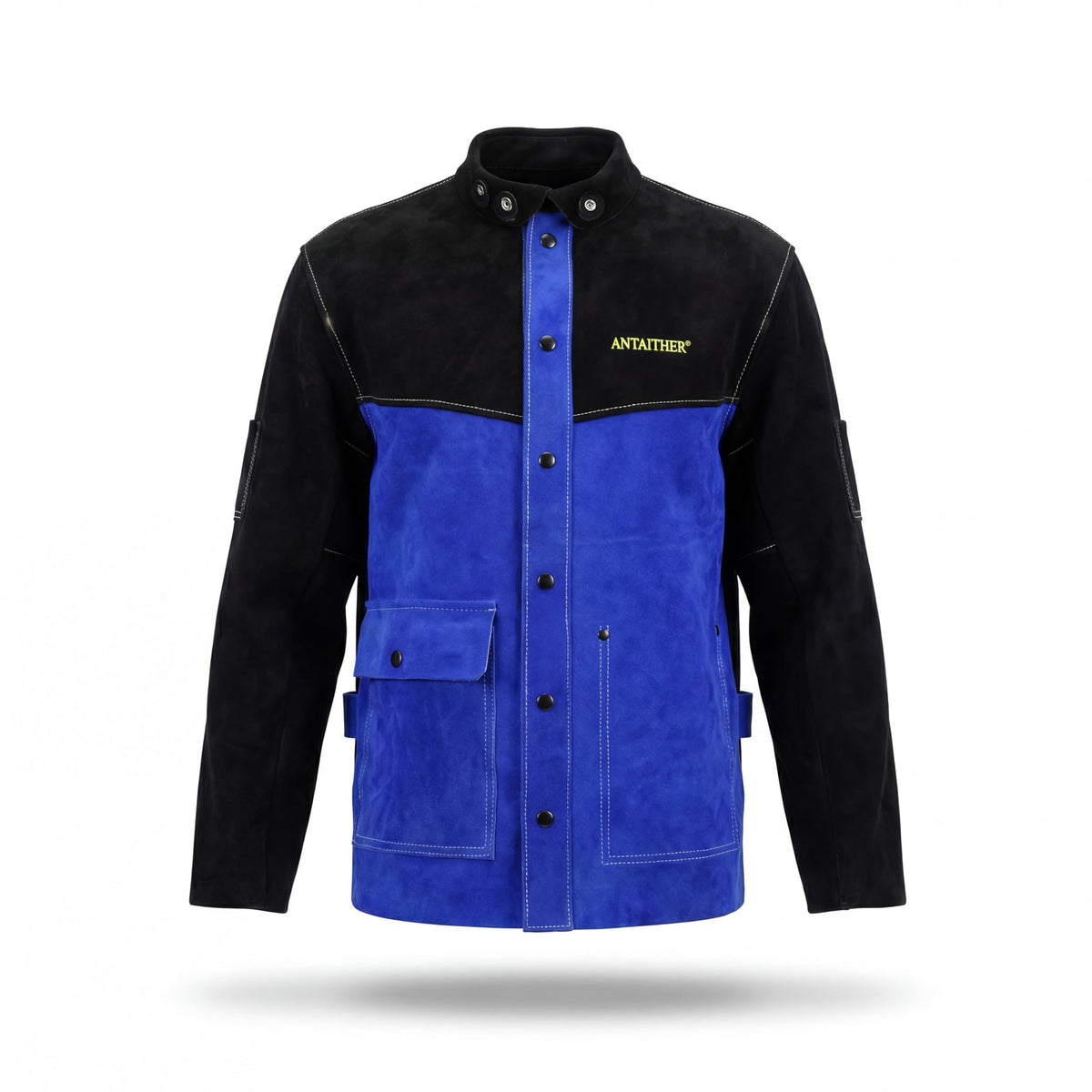 ANTAITHER Leather Welding Jacket Heat Flame Resistant Coat, M