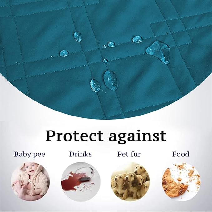 Dog Bed Cover Waterproof Microfiber Quilted Mattress Cover Pet Mat Silicon Non Slip 9 Size Furniture Protectors for Bed Sofa Couch (102 x 127 cm/40 x 50 in,Deep Blue)