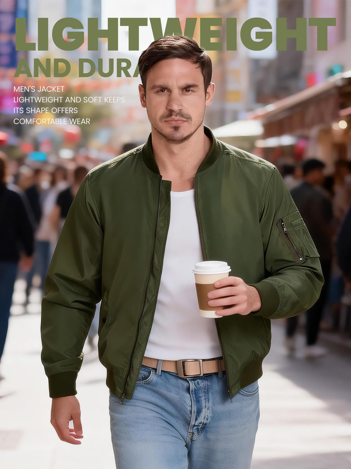 Flyplus Men's Bomber Jacket Lightweight Water Resistant